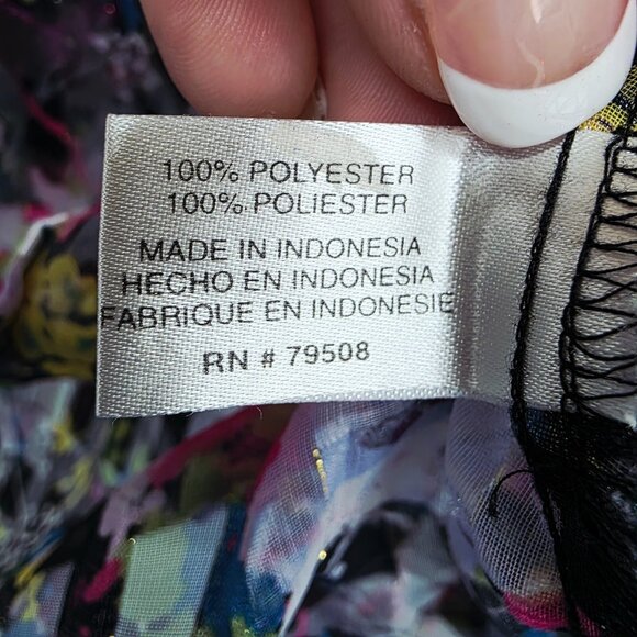 Violet & Claire Sheer Floral Blouse Button Front Collared Long Sleeve M Bright - Picture 11 of 15